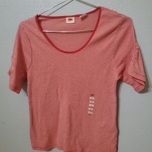 Levi's Red and White Striped Women's Top